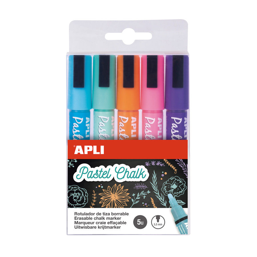 APLI Kids Marqueurs Craie 5 Couleurs Pastel