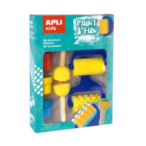 Set de peinture 3 couleurs avec rouleaux et tampons – Image 1
