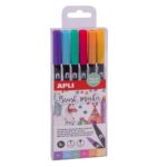 Marqueurs double face 6 couleurs pastel 1 18574-aplic